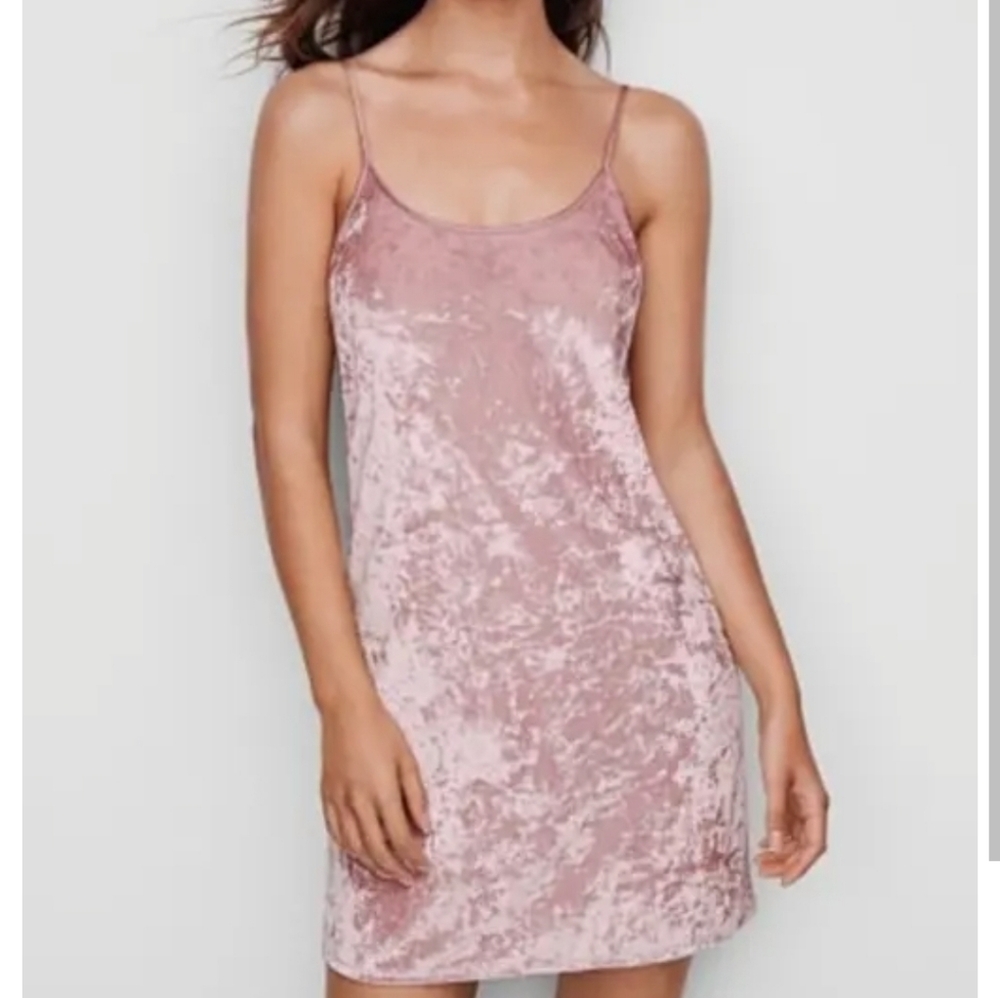 Victoria's Secret Crushed Velvet Slip Nightie Gown M/L Dusty Pink Intimate Sleep